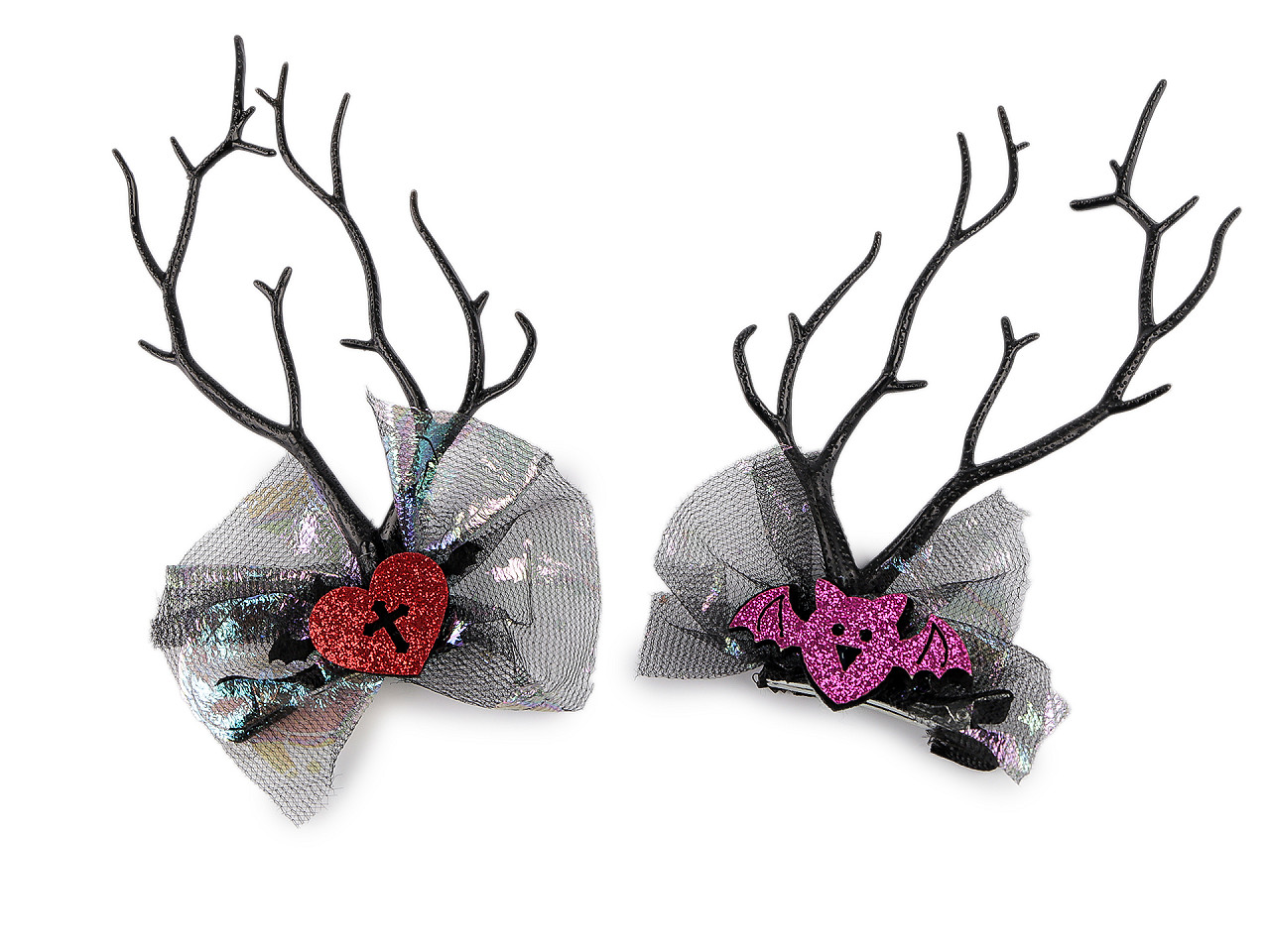 Párty sponky do vlasů Halloween / čarodějnice, střední, 2 oranžová zlatá