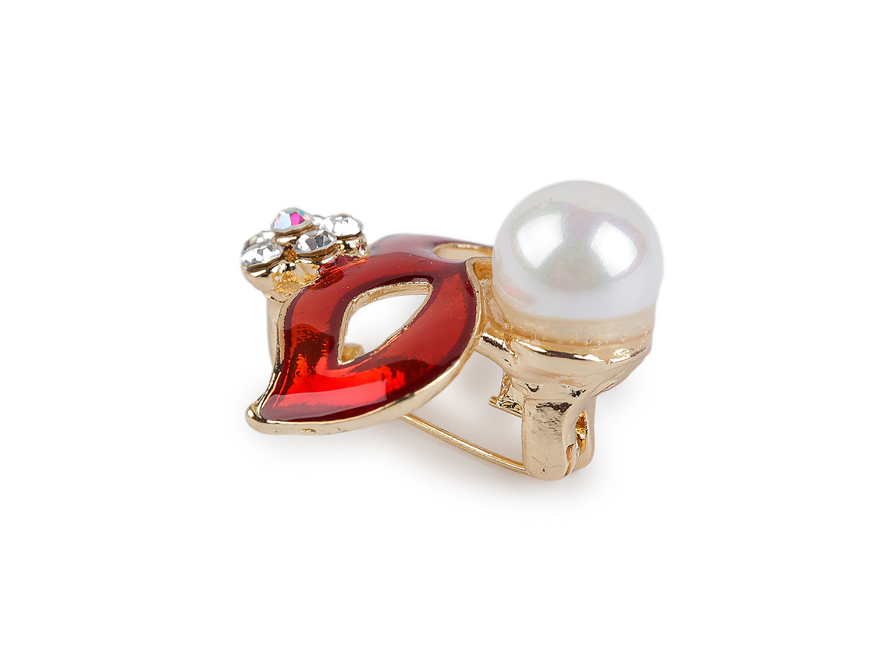 Brošňa s brúsenými kamienkami a perlou maska