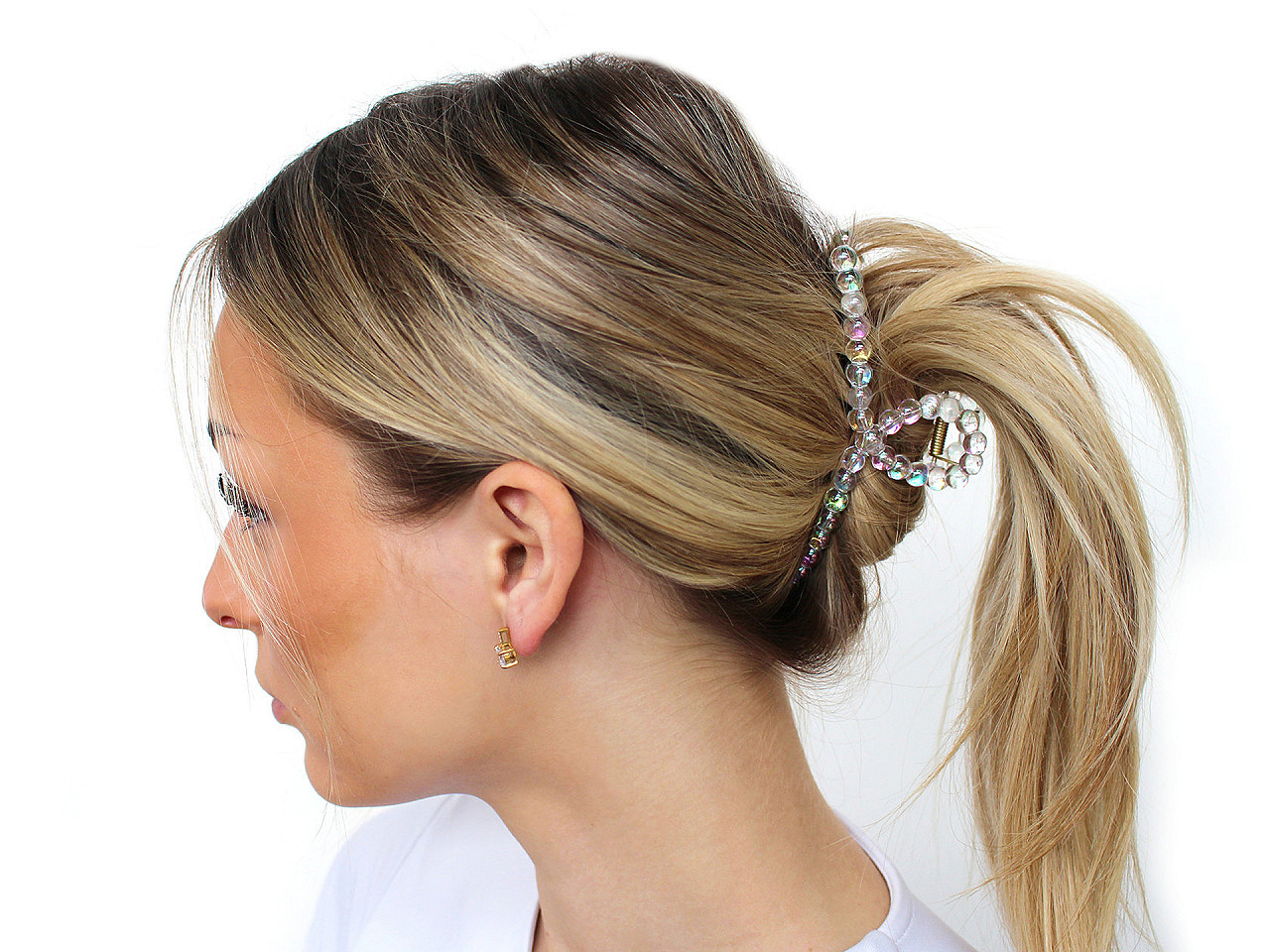 Skřipec do vlasů, malé, 2 pudrová AB