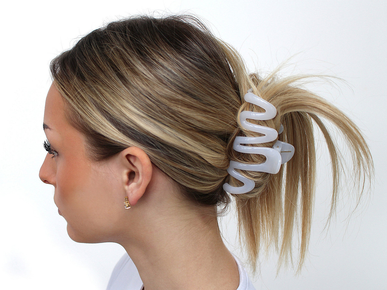 Skřipec do vlasů, malé, 1 bílá mléčná lesk