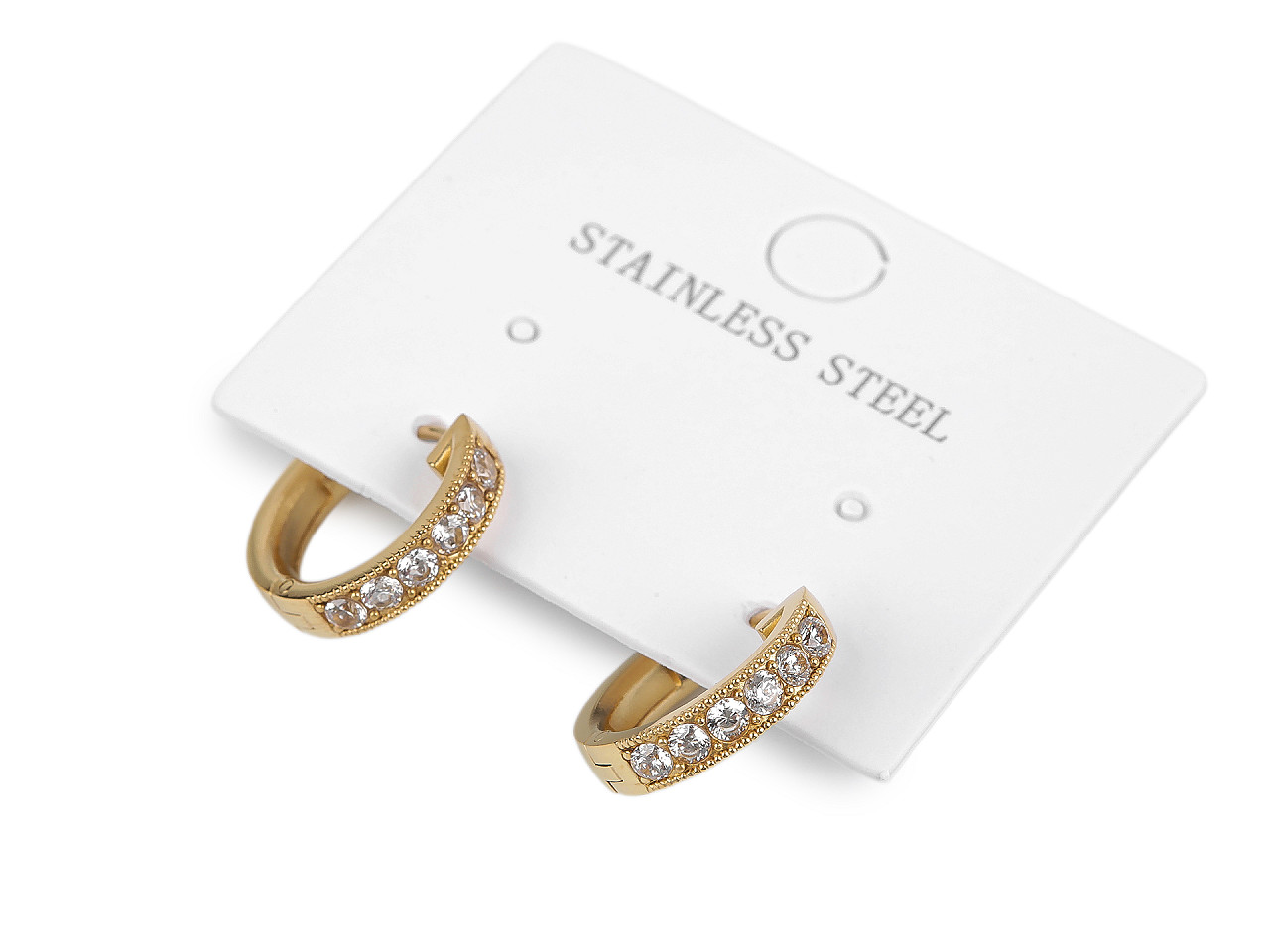 Náušnice z nerezovej ocele krúžky s brúsenými kamienkami