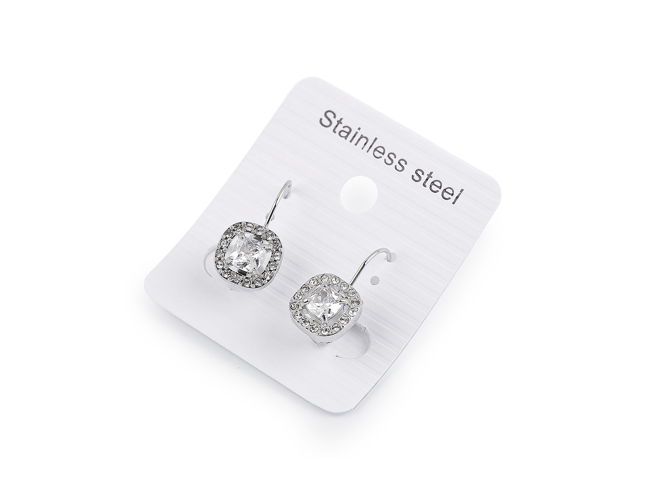 Náušnice z nerezové oceli s broušenými kamínky, střední, 1 crystal