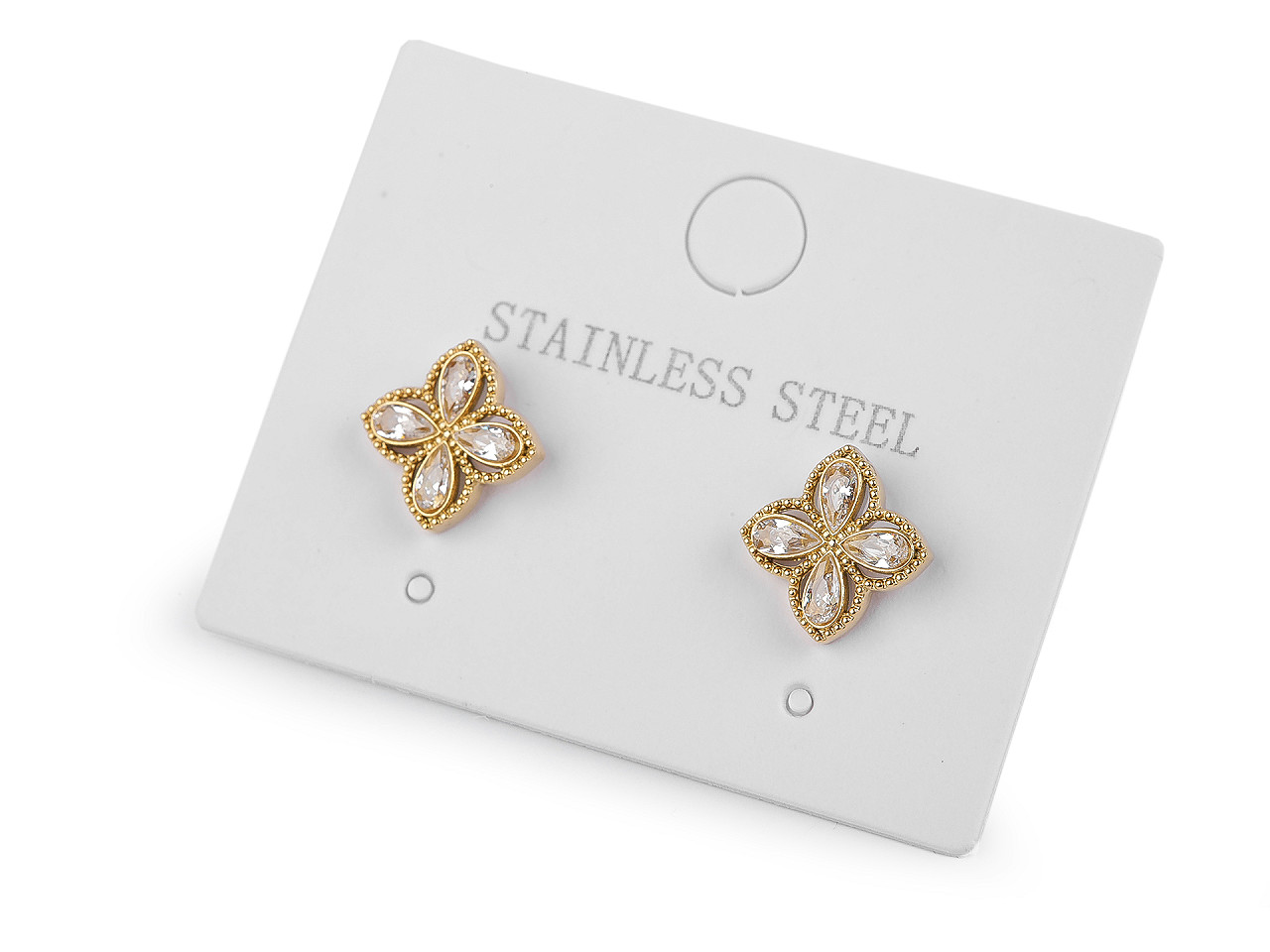 Náušnice z nerezovej ocele s brúsenými kamienkami kvety