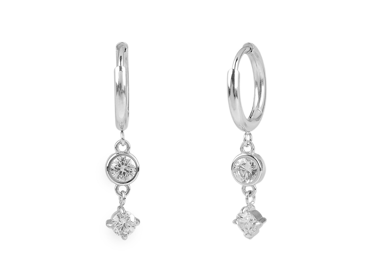 Náušnice z nerezové oceli s broušenými kamínky, střední, crystal