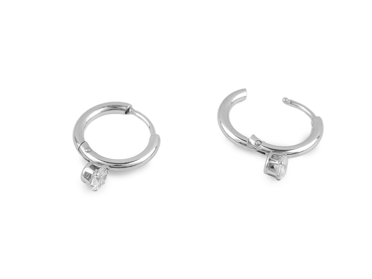 Náušnice z nerezovej ocele krúžky s brúseným kamienkom