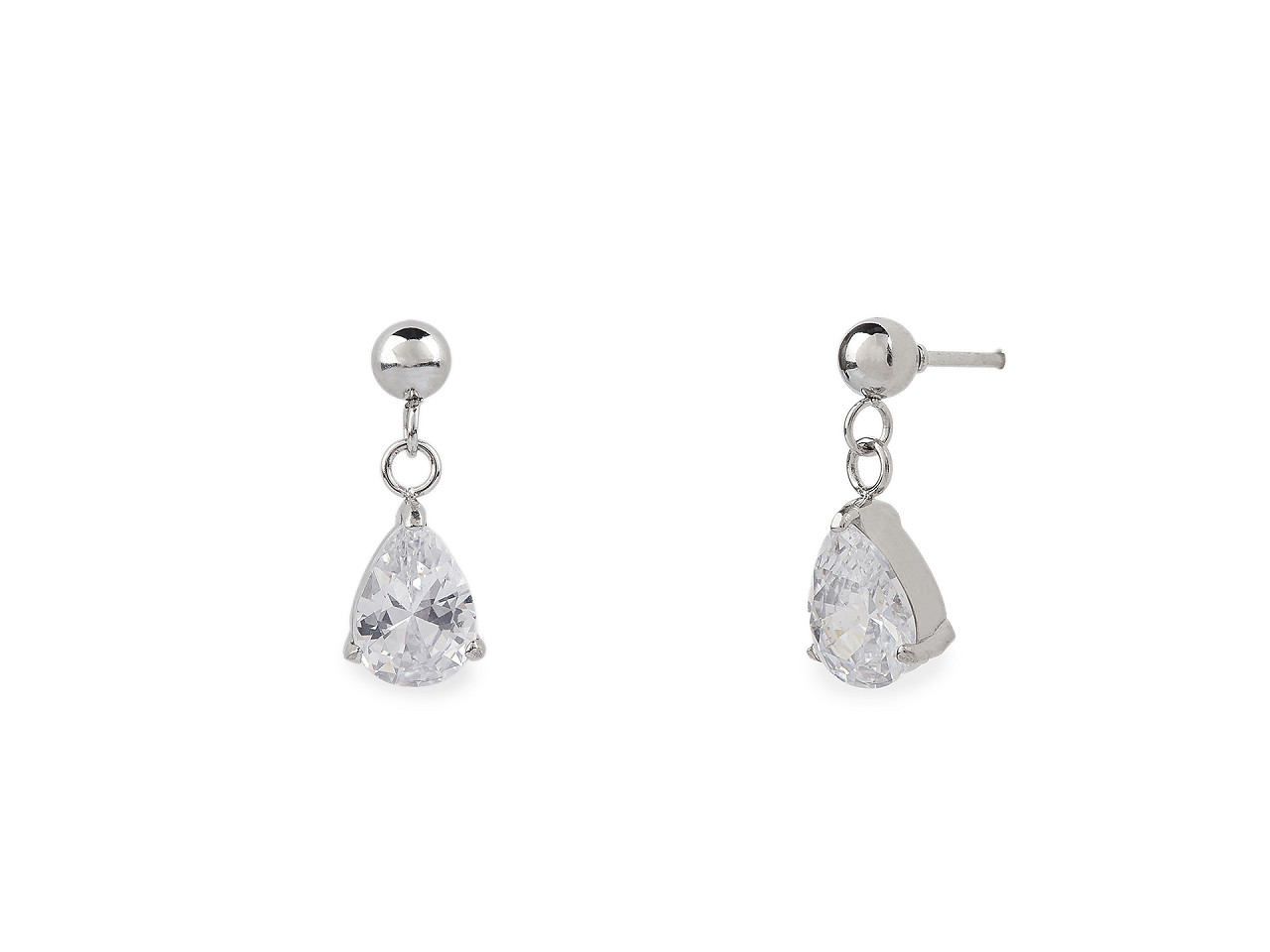 Náušnice z nerezové oceli s broušeným kamínkem, střední, crystal stříbrná