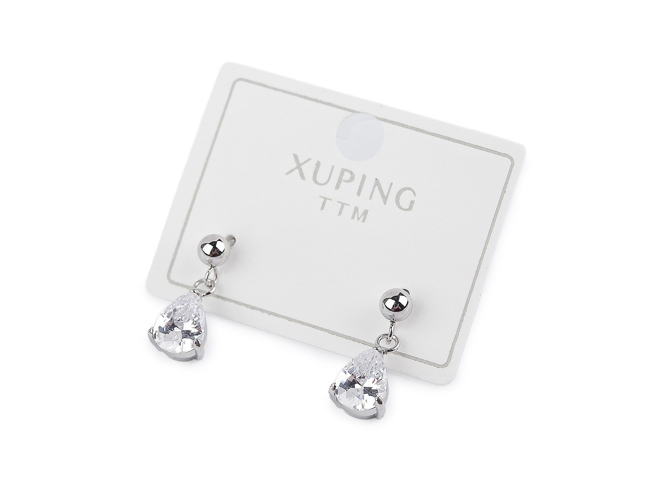 Náušnice z nerezové oceli s broušeným kamínkem, střední, crystal stříbrná
