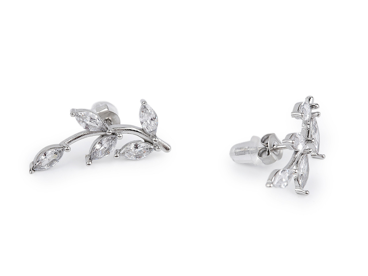 Náušnice z nerezové oceli s broušenými kamínky, střední, crystal