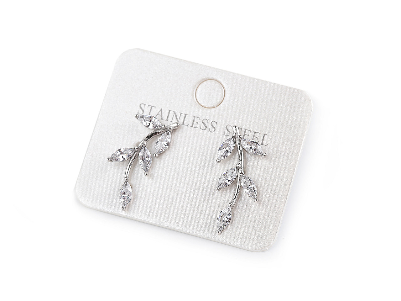 Náušnice z nerezové oceli s broušenými kamínky, střední, crystal