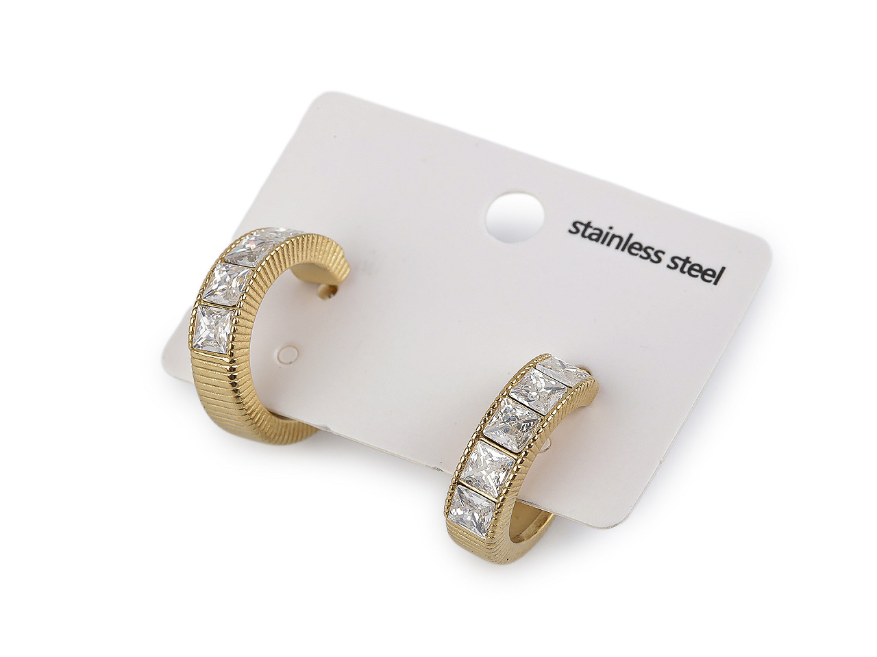 Náušnice z nerezovej ocele s brúsenými kamienkami kruhy