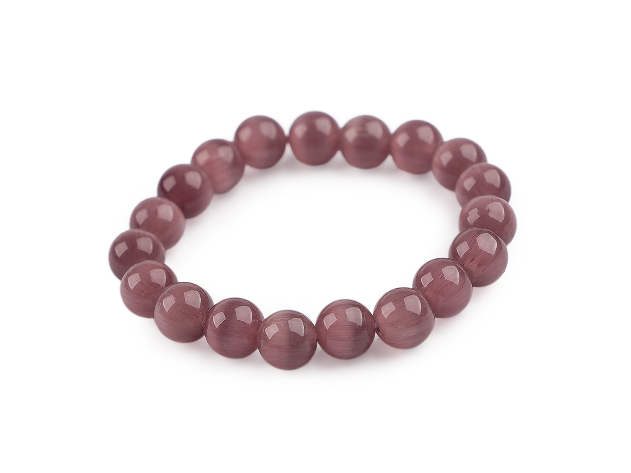 Náramek z minerálních, syntetických a skleněných korálků, střední, 10 béžová světlá sklo