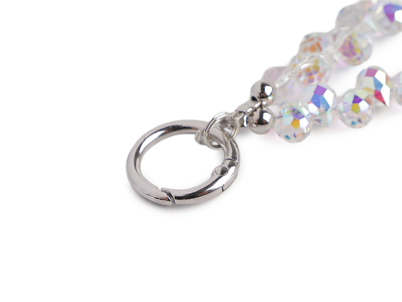Přívěsek na mobil ze skleněných korálků, střední, 1 transparent AB