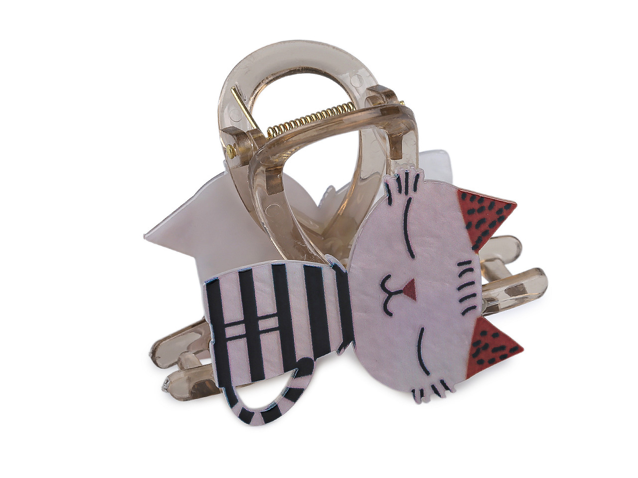 Skřipec do vlasů kočka, střední, 3 oranžová okrová