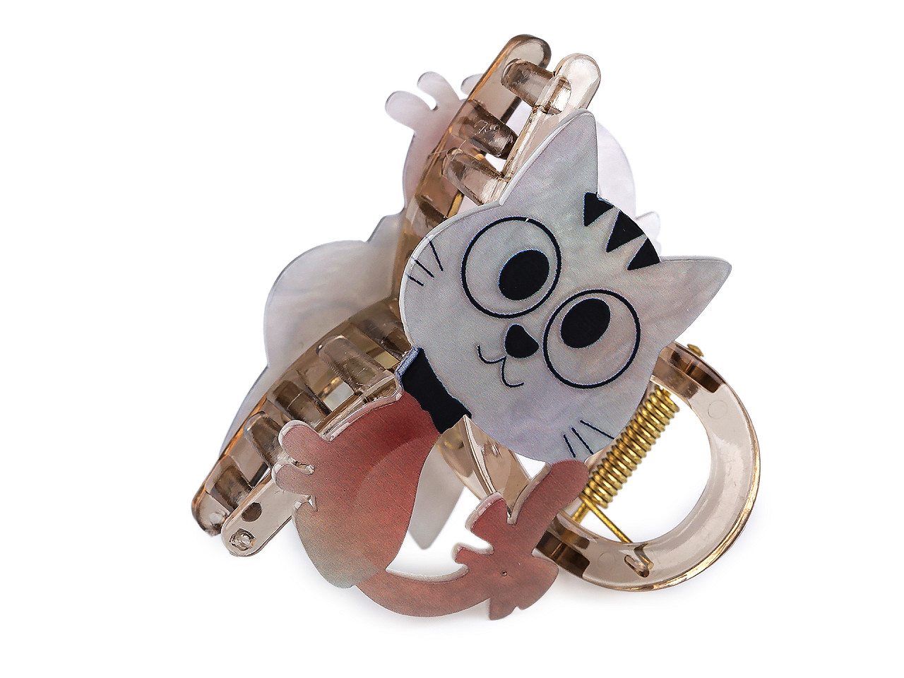 Skřipec do vlasů kočka, střední, 3 oranžová okrová