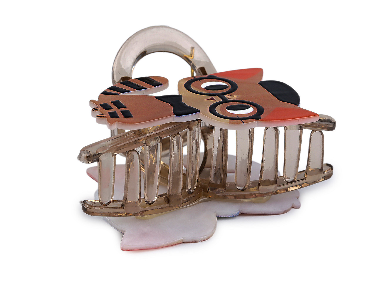 Skřipec do vlasů kočka, střední, 3 oranžová okrová