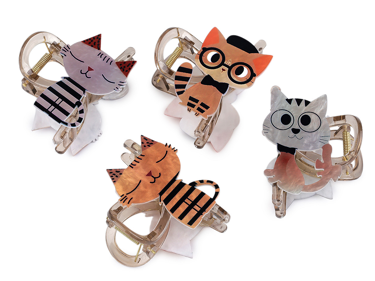 Skřipec do vlasů kočka, střední, 3 oranžová okrová