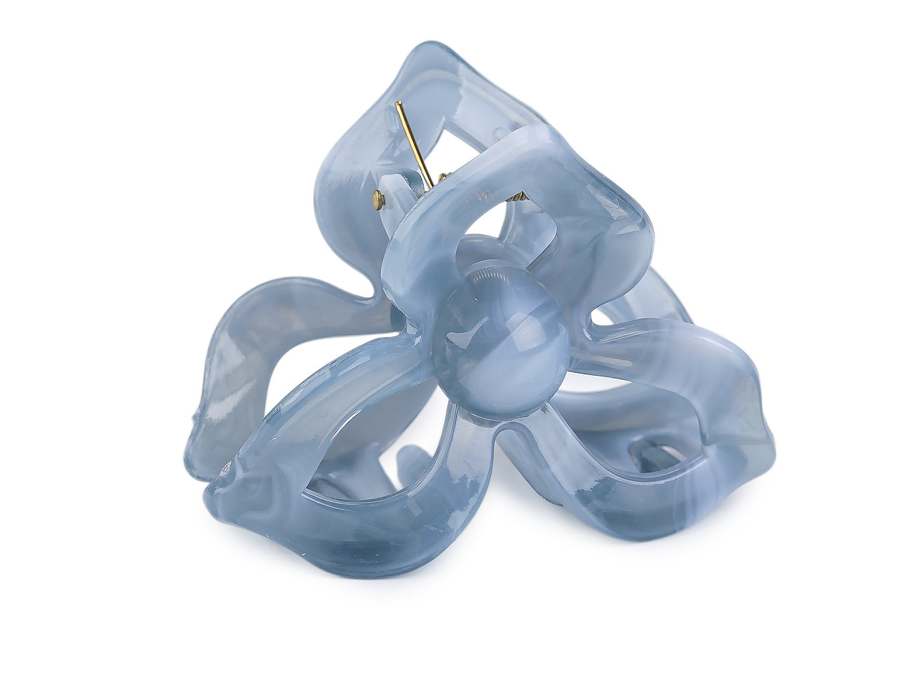 Skřipec do vlasů květ, střední, 3 korálová světlá