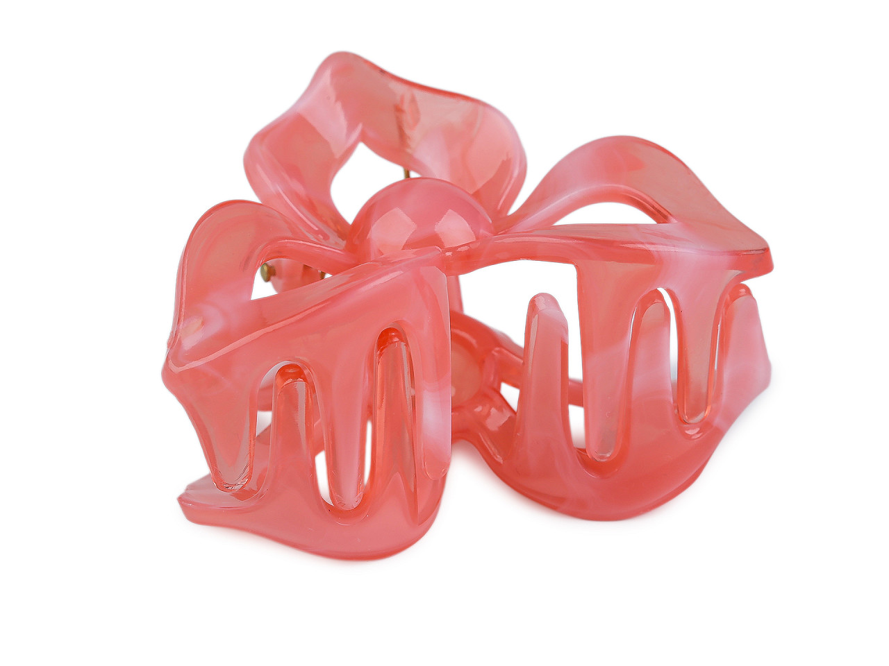 Skřipec do vlasů květ, střední, 3 korálová světlá