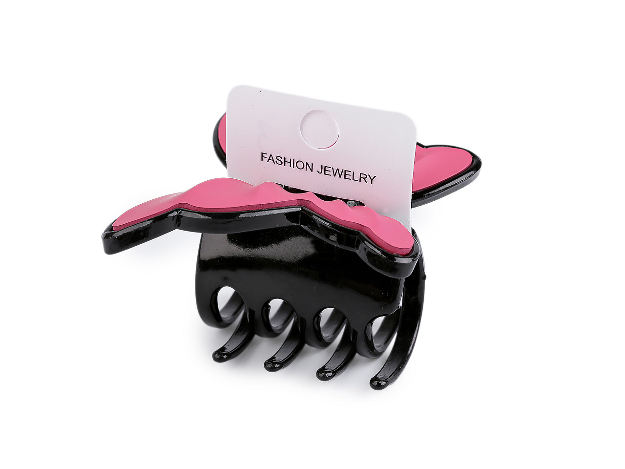 Skřipec do vlasů motýl, střední, 1 bílá lesk