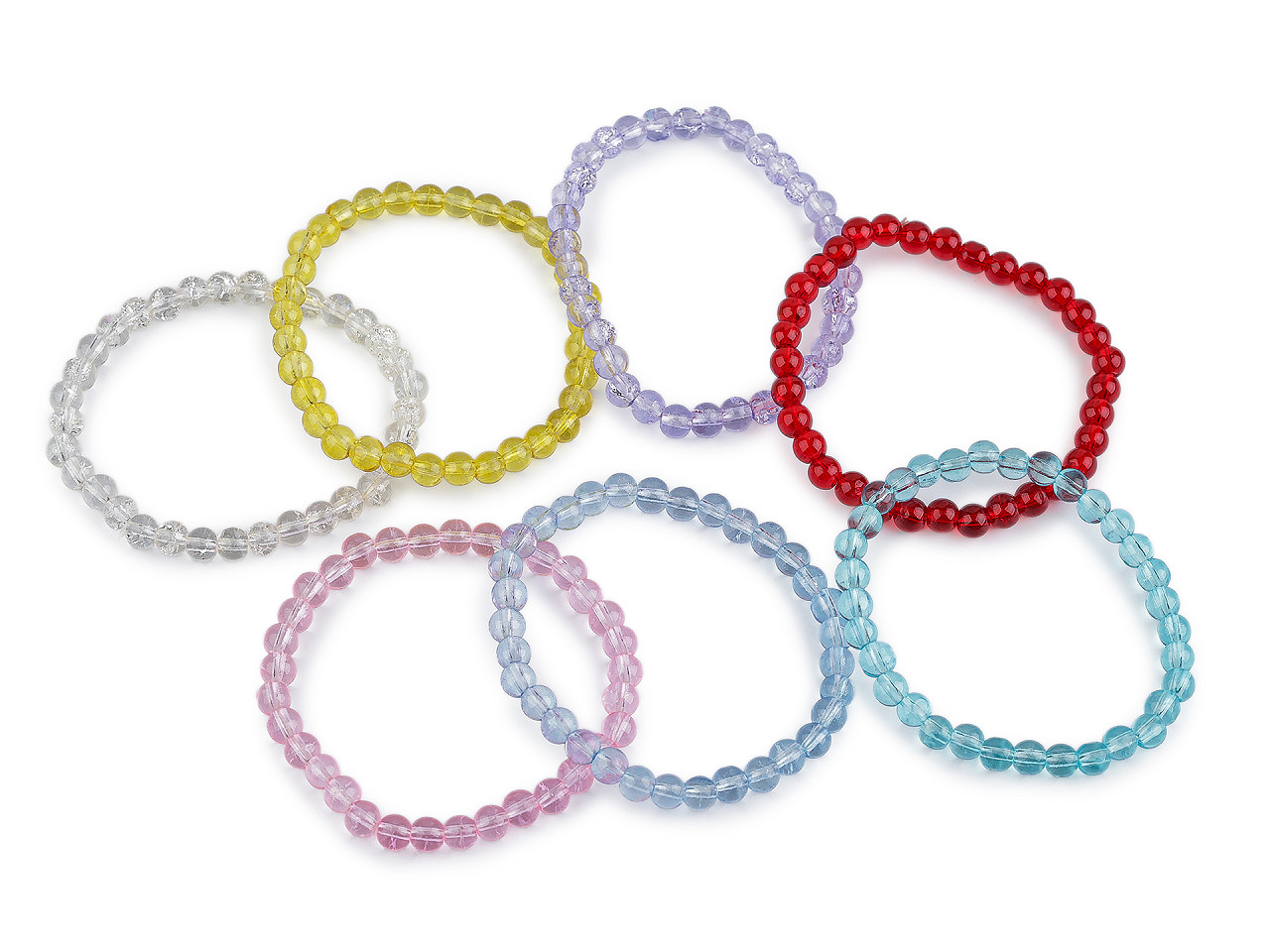 Náramek pružný ze skleněných korálků, malé, 2 žlutá