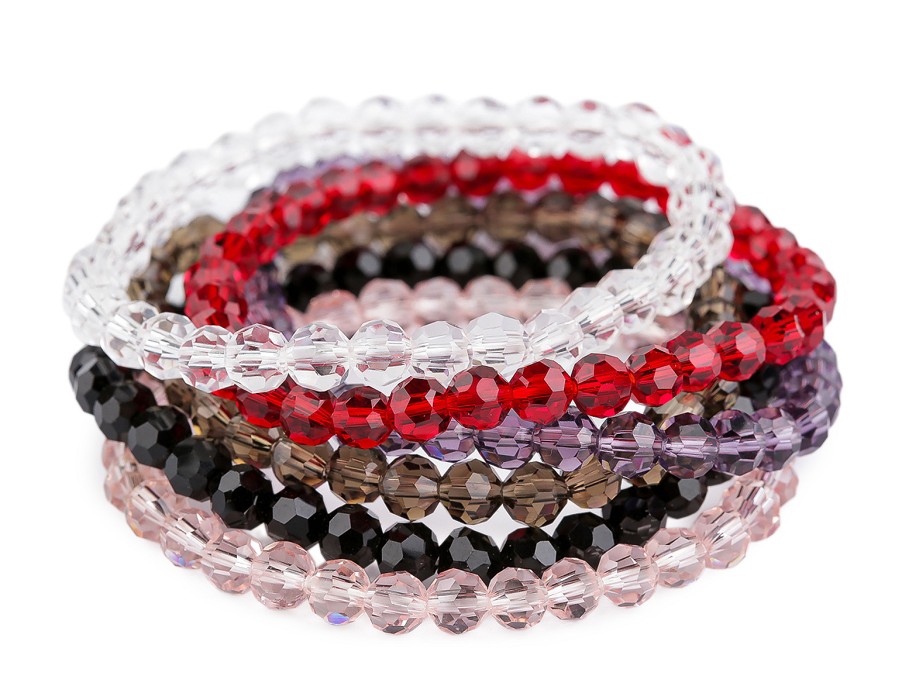 Náramek pružný z broušených korálků, malé, 6 pudrová