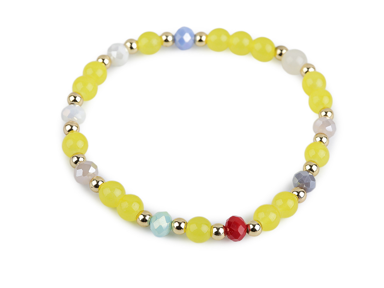 Náramek pružný ze skleněných korálků, malé, 4 růžová nejsv.