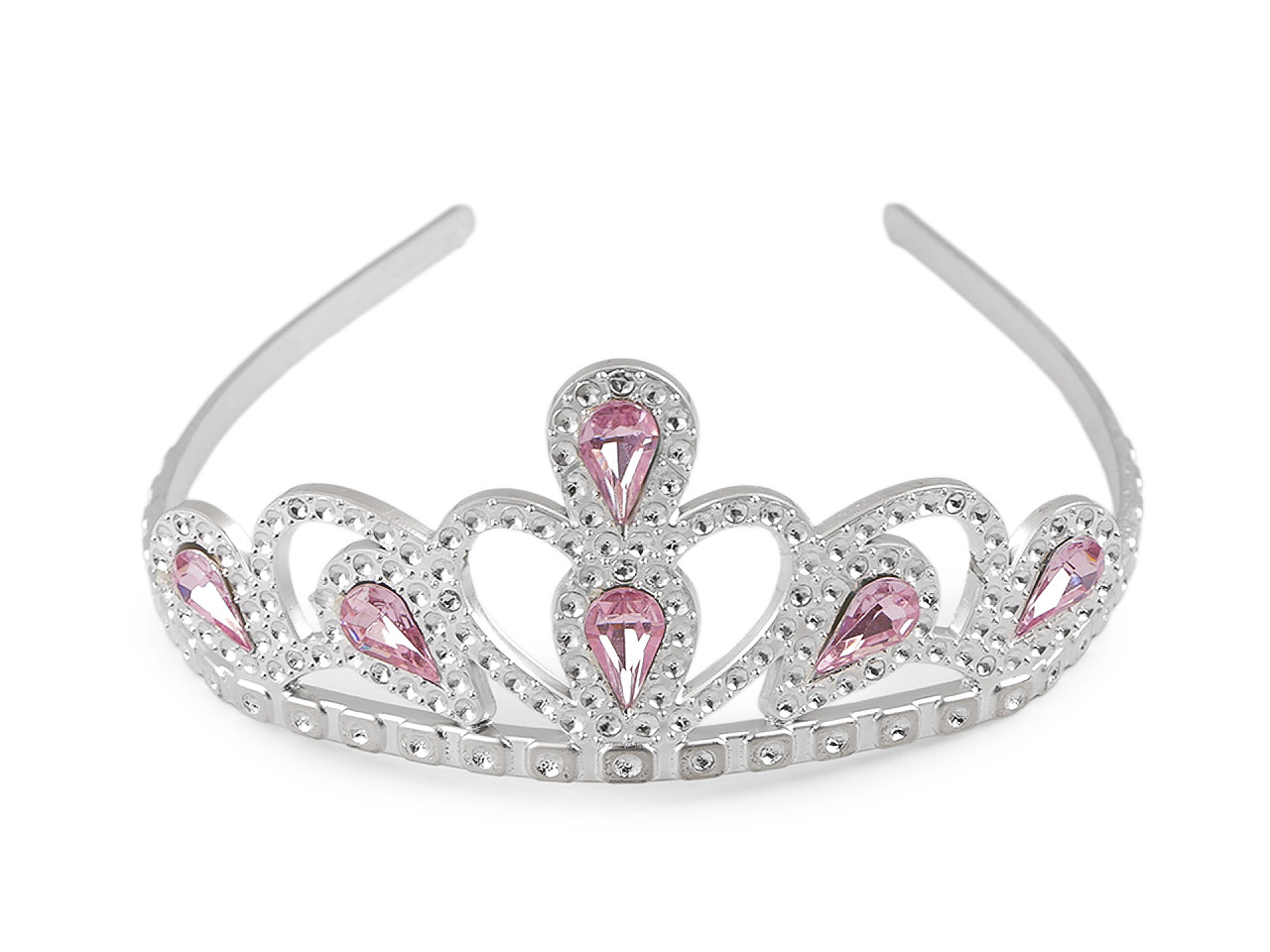 Čelenka do vlasů korunka, střední, 2 pink
