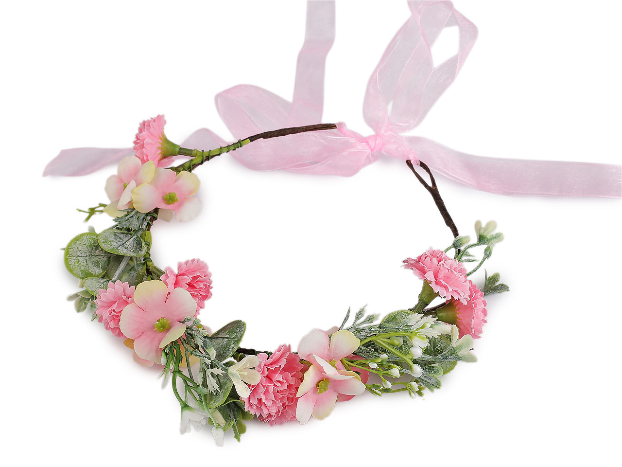 Květinový věneček do vlasů dívčí, malé, 1 bílá