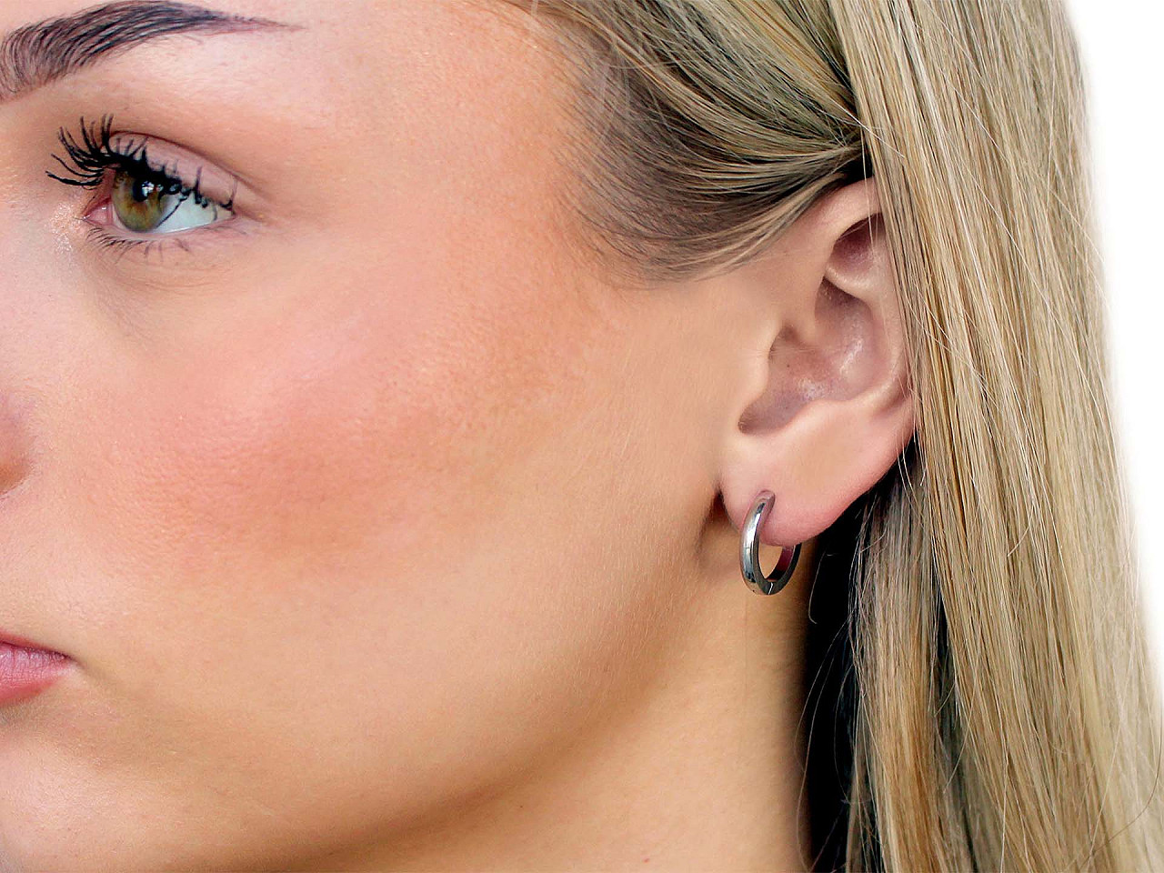 Náušnice z nerezové oceli kroužky, střední, 1 (Ø13 mm) stříbrná