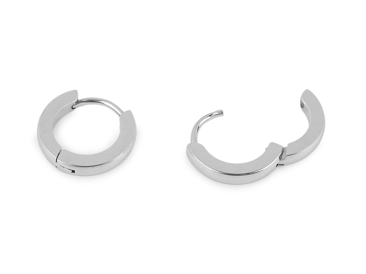 Náušnice z nerezové oceli kroužky, střední, 1 (Ø13 mm) stříbrná