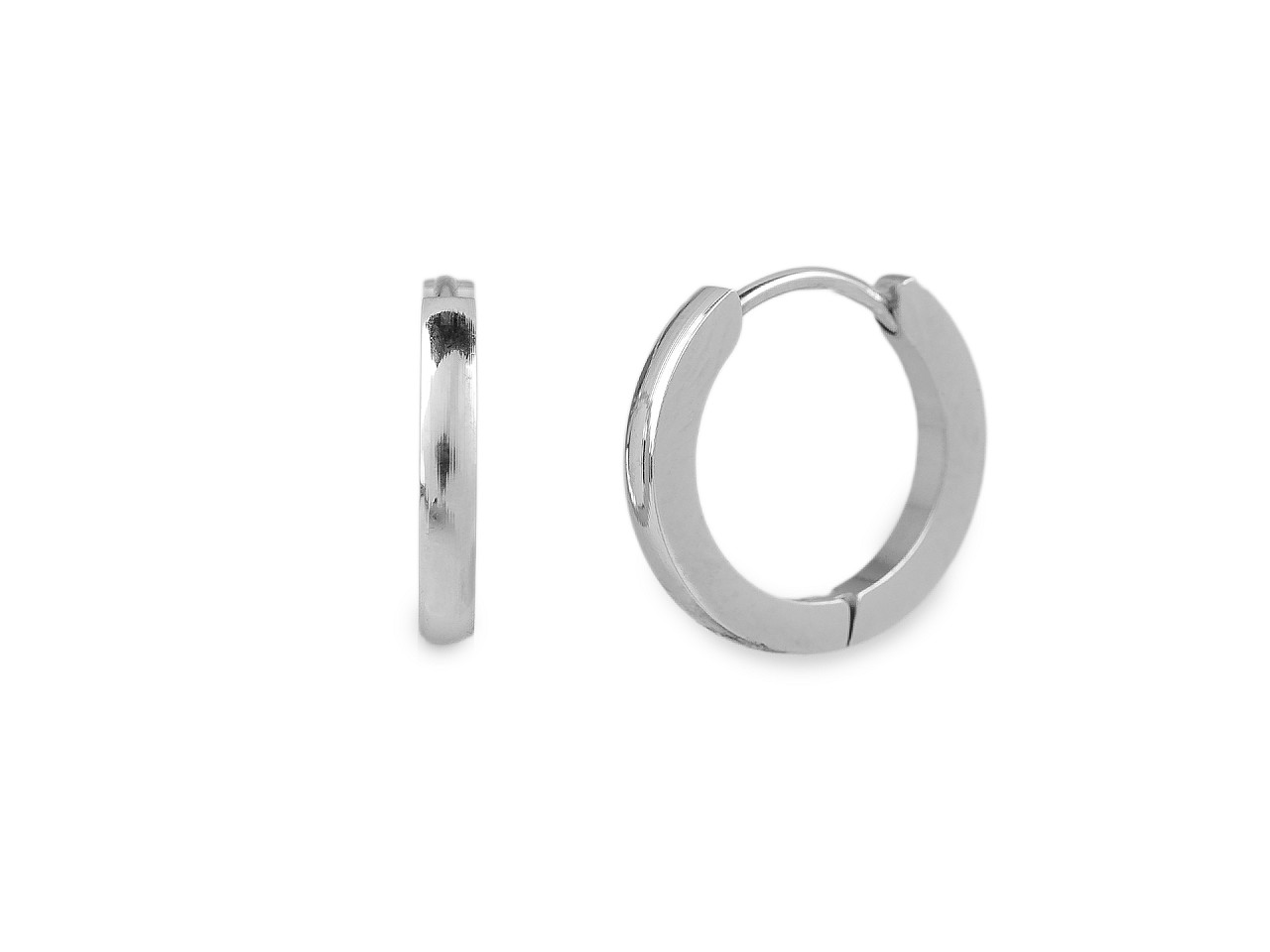 Náušnice z nerezové oceli kroužky, střední, 1 (Ø13 mm) stříbrná