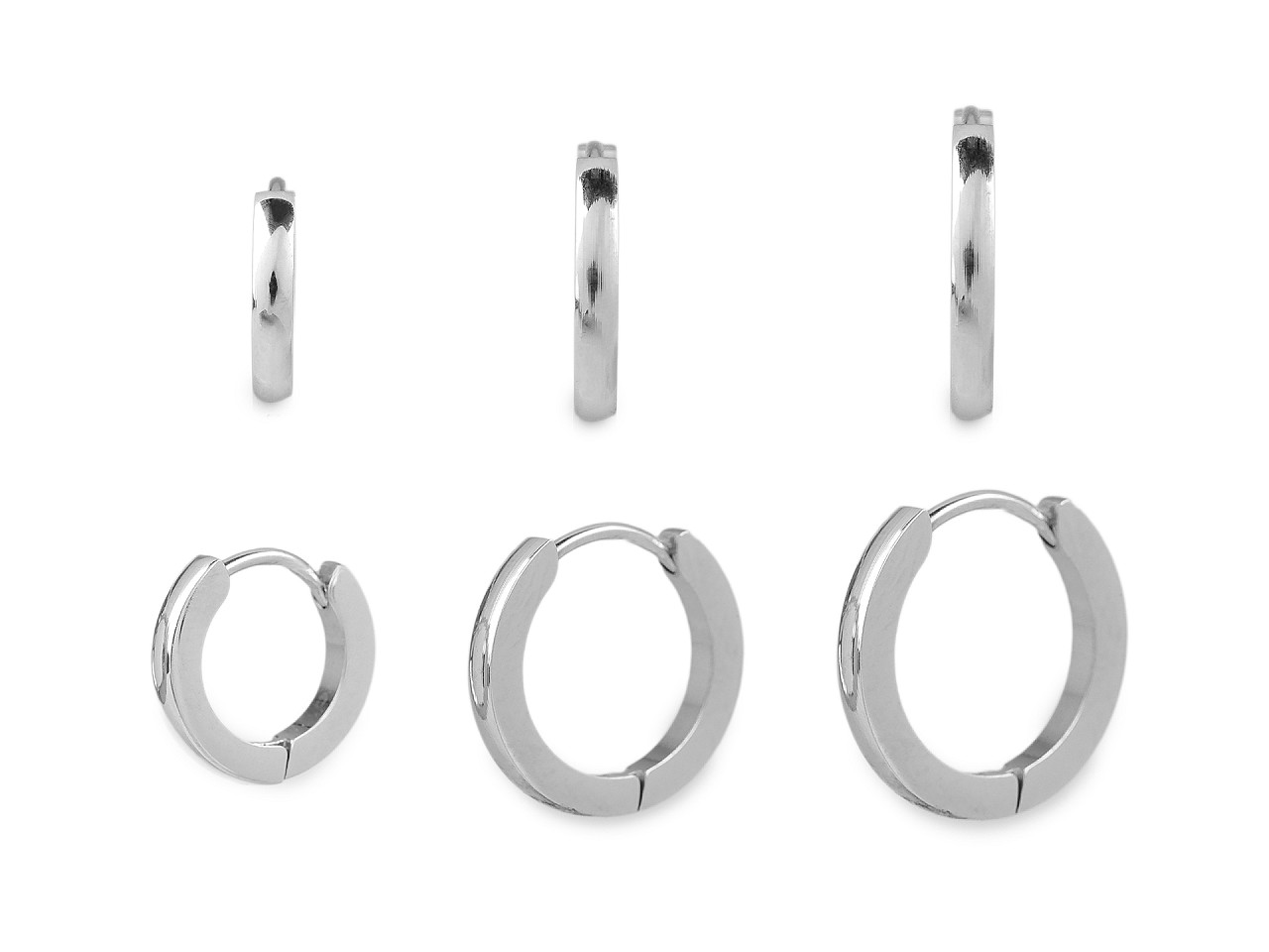 Náušnice z nerezové oceli kroužky, střední, 1 (Ø13 mm) stříbrná
