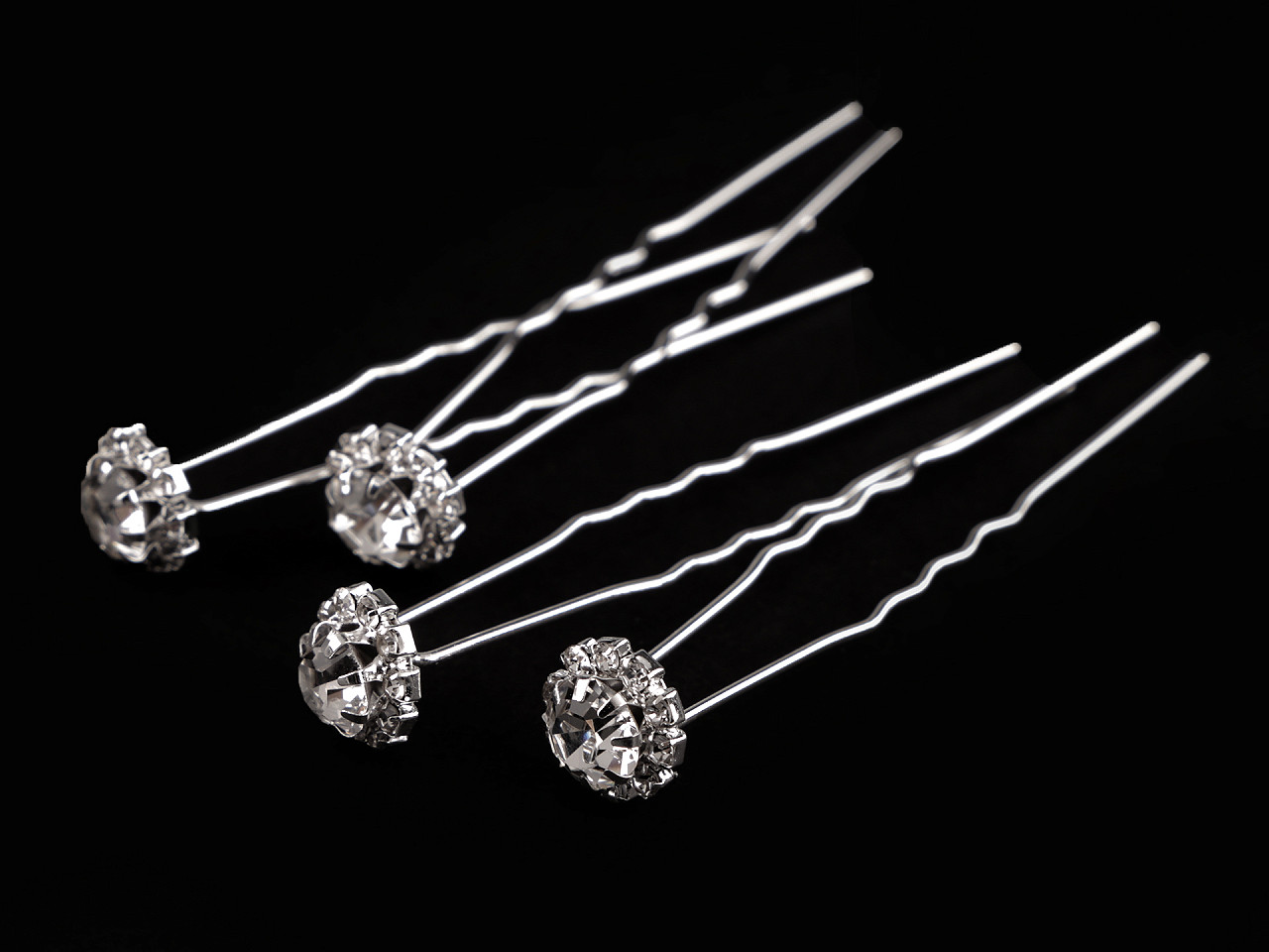 Štrasová vlásenka Ø12 mm sada 4 ks, střední, 1 crystal