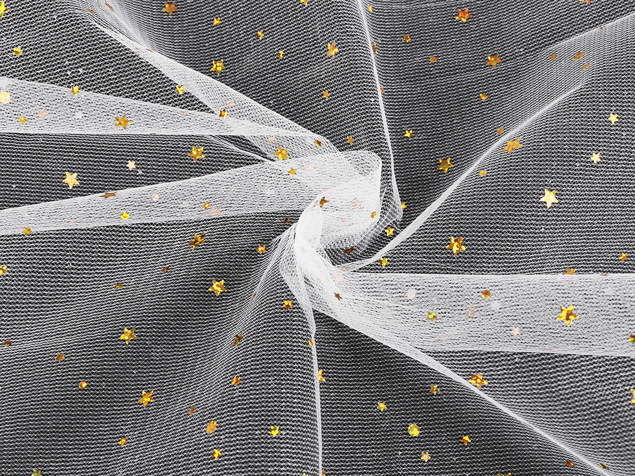 Tyl s hvězdičkami s hologramem, střední, 5 šedá stříbrná