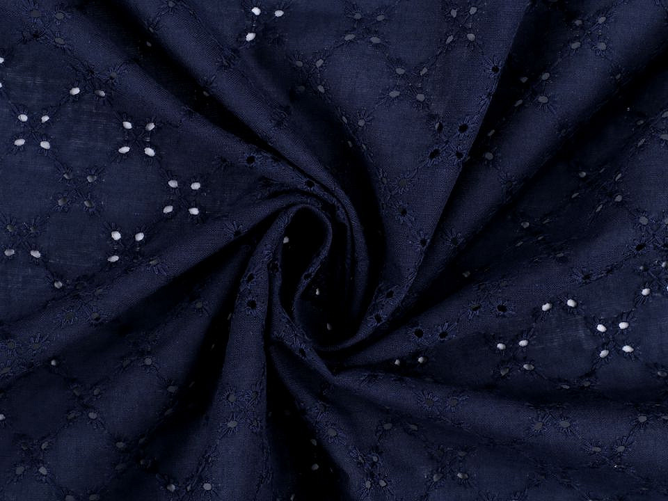 Madeira bavlněná s vyšívanými květy, střední, bílá