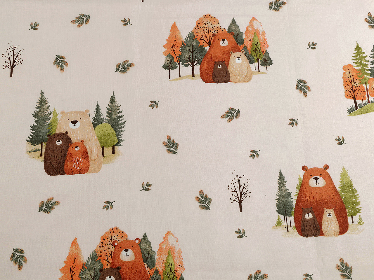 Bavlněná látka / plátno medvěd, myška, střední, 1 (1002t) bílá myš