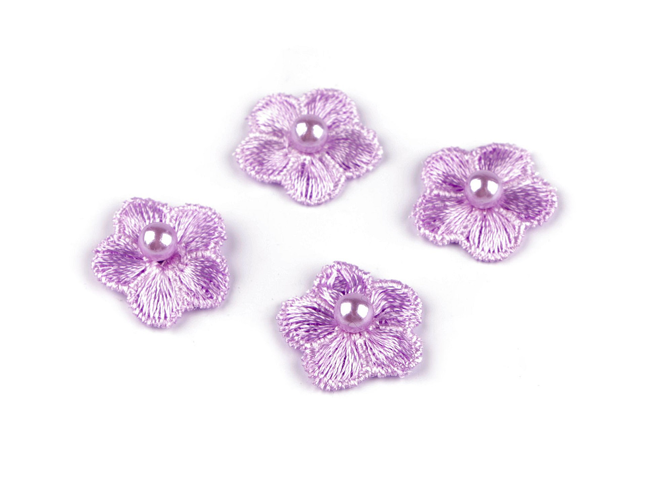 Vyšívaný květ Ø2 cm s perlou, malé, 2 krémová světlá