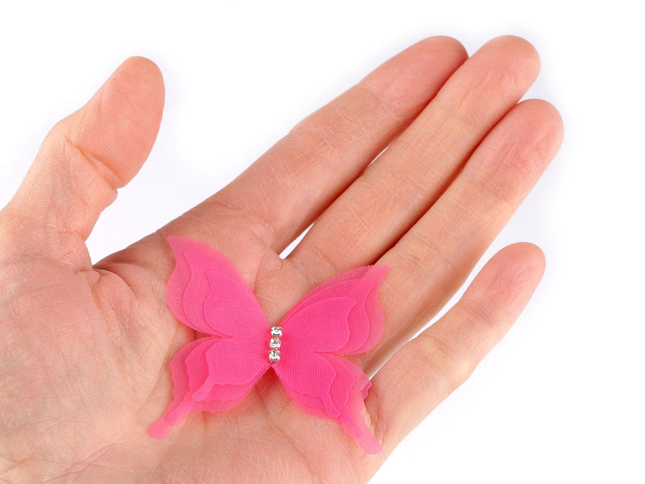 Motýľ s brúsenými kamienkami na našitie a nalepenie, trojvrstvový 3D