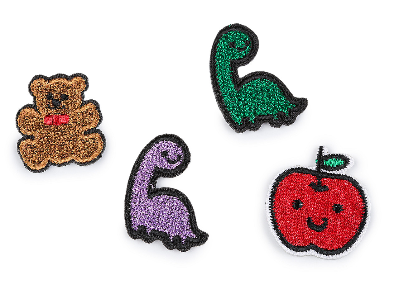 Nažehlovačka medvedík, dinosaurus, jablko