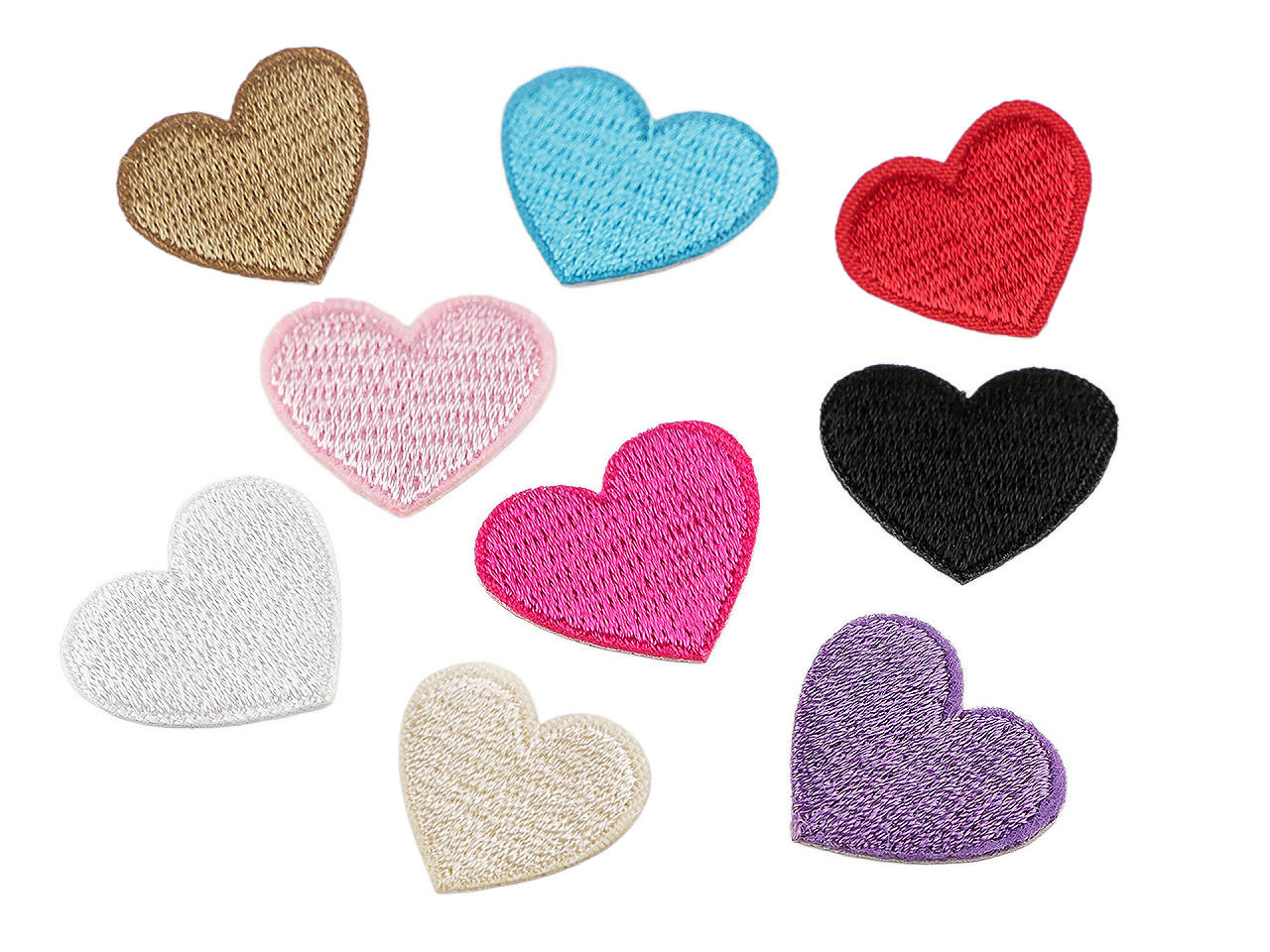 Nažehlovačka srdce celoplošně vyšívaná, střední, 7 ecru