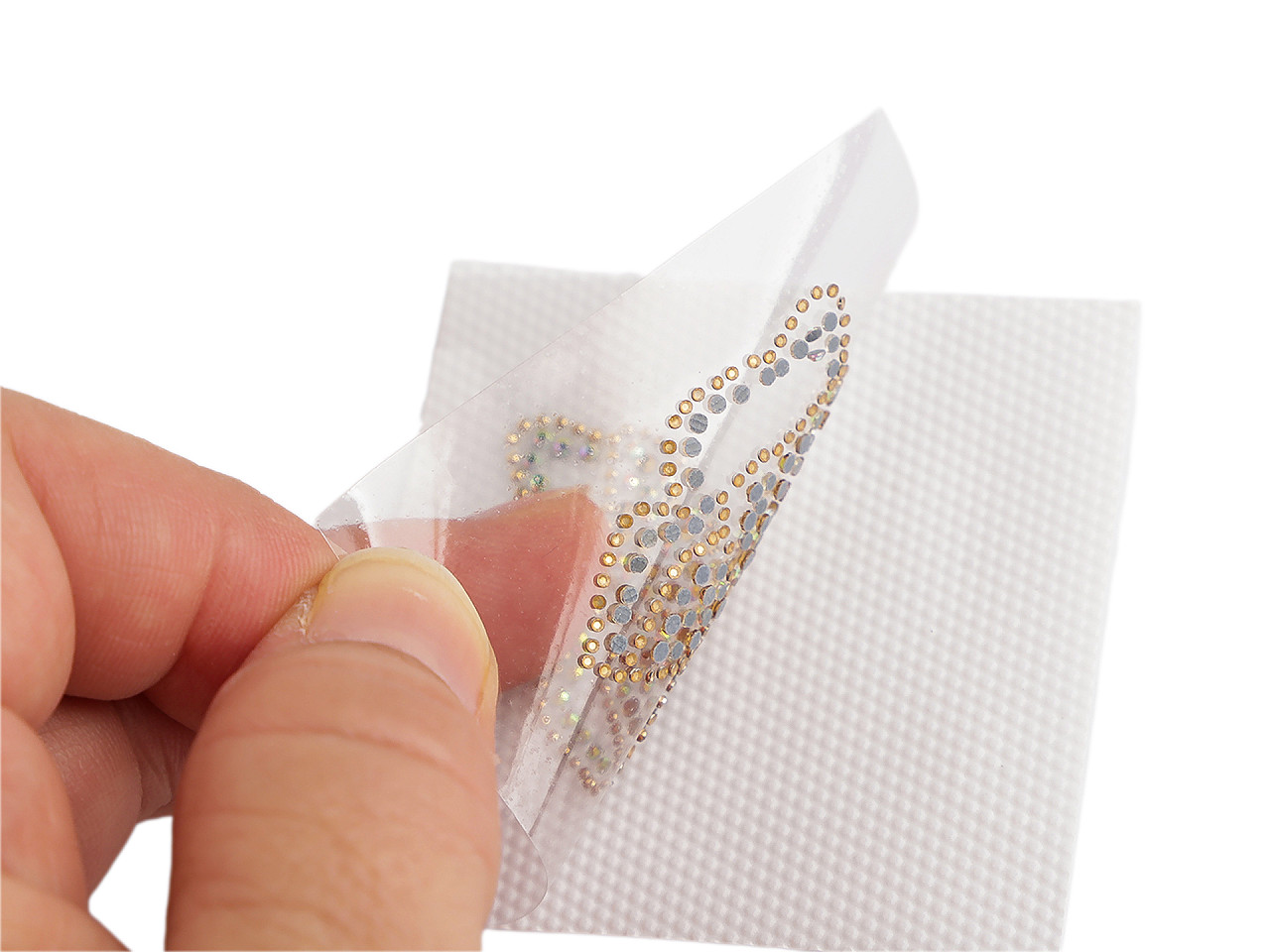 Nažehlovací kamínková aplikace na textil, střední, 1 zlatá motýl