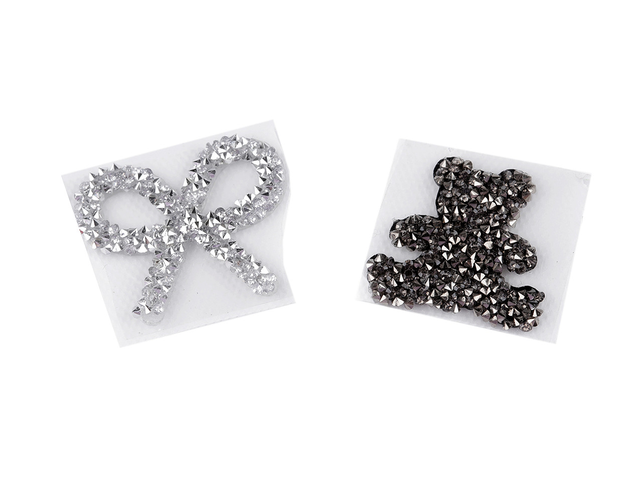Nažehlovací kamínková aplikace na textil, malé, 1 crystal mašle