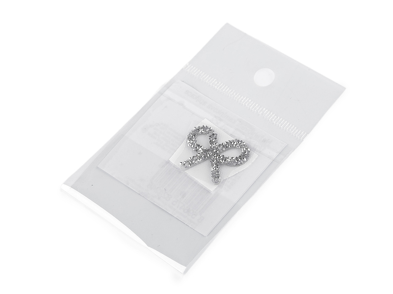 Nažehlovací kamínková aplikace na textil, malé, 1 crystal mašle