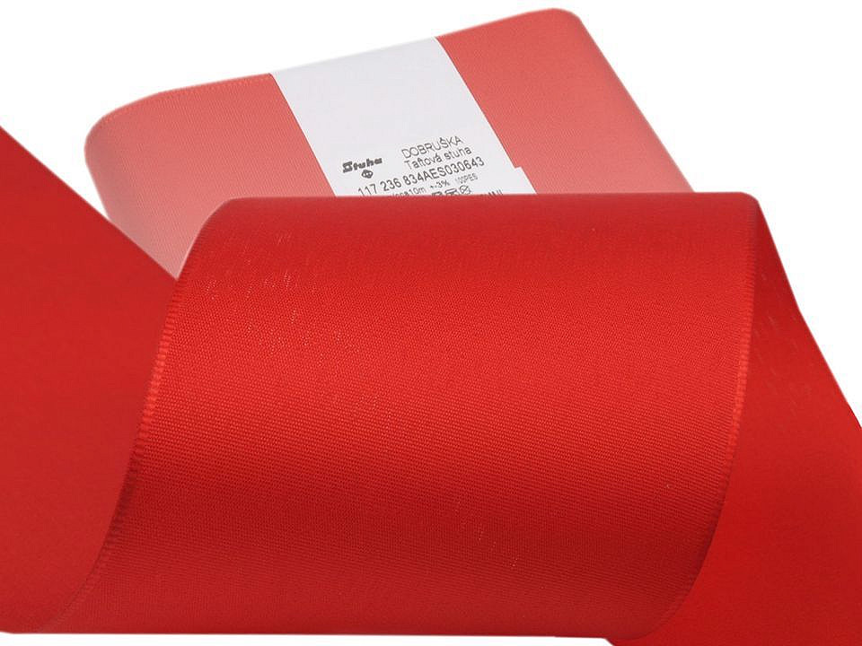 Stuha taftová šíře 10,8 cm, malé, 643 červená
