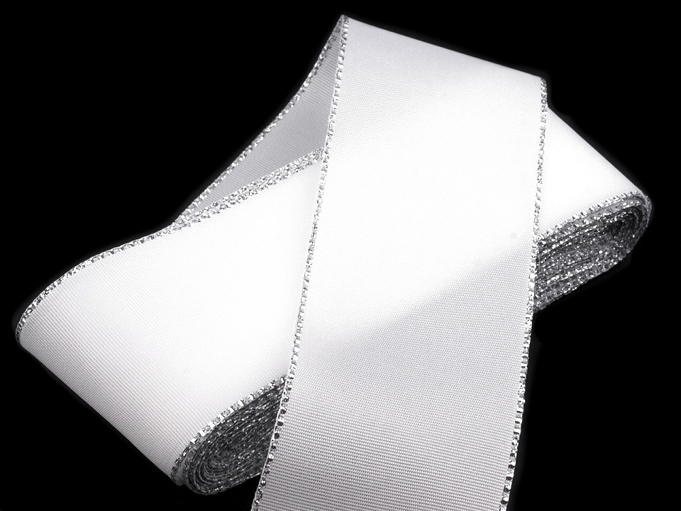 Stuha taftová s lurexom šírka 40 mm