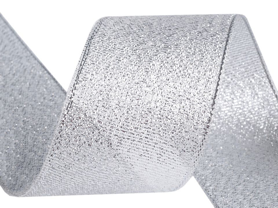 Brokátová stuha šírka 38 mm s lurexom