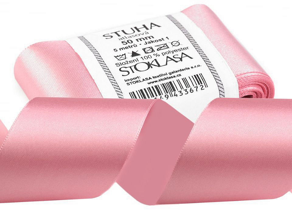 Atlasová stuha oboulící svazky po 5 m šíře 50 mm, střední, 311 zelená