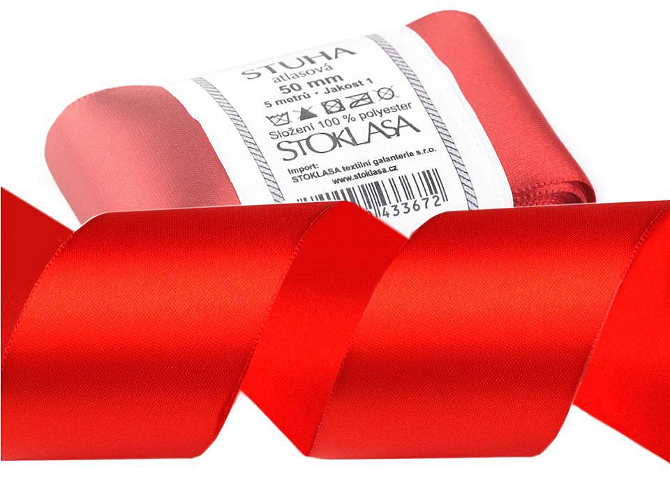 Atlasová stuha oboulící svazky po 5 m šíře 50 mm, střední, 311 zelená