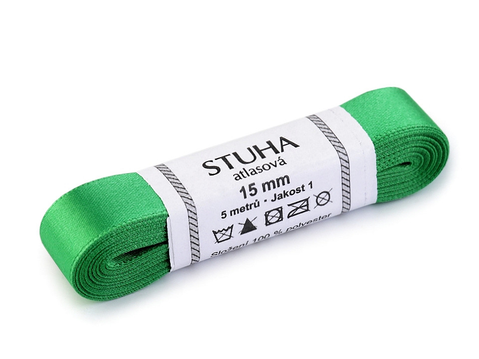 Atlasová stuha obojlíca zväzky po 5 m šírka 15 mm