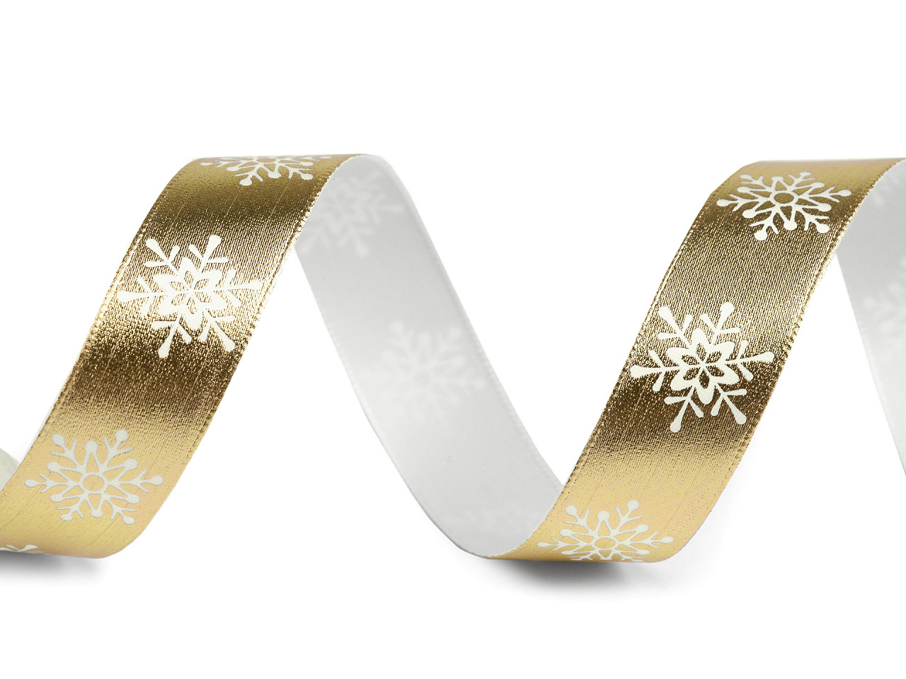 Vianočná stuha metalická vločky šírka 16 mm